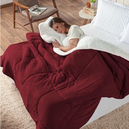 Coberdrom King Maya Dupla Face Sherpa Mantinha Soft Inverno Vermelho - 5
