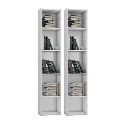 Kit 2 Estantes Livreiro 4 Prateleiras Janaína Branco - AJL Móveis