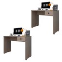 Ver imagem 1 de Kit 2 Mesas para Computador Notebook Escrivaninha 101cm Dubai Carvalho Bruma - Mpozenato