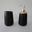 Ver imagem 5 de Jogo Banheiro/lavabo Cerâmica - Bambu 2 Peças Preto - 2 Unid.