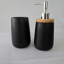 Ver imagem 2 de Jogo Banheiro/lavabo Cerâmica - Bambu 2 Peças Preto - 2 Unid.