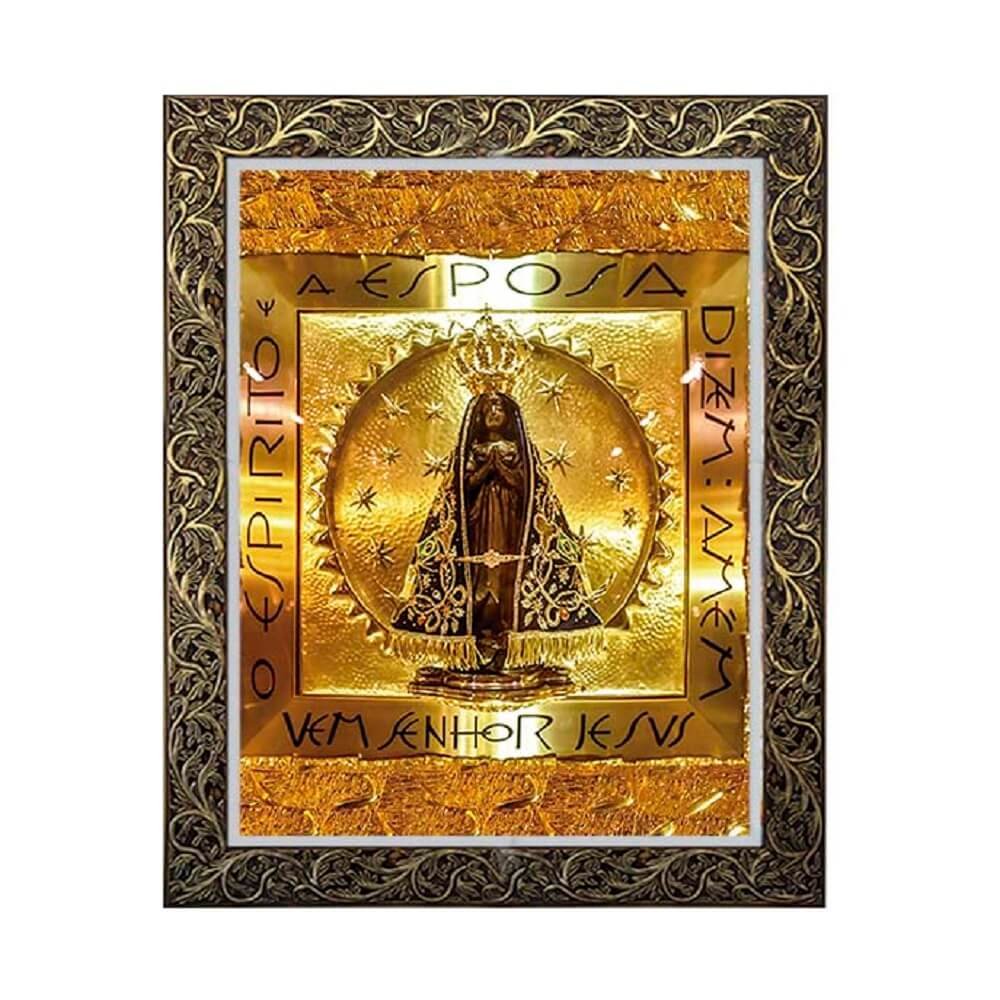 Quadro Nicho de Nossa Senhora Aparecida Moldura Luxo 55 cm x 45 cm FORNECEDOR 55 008 Aparecida - P - 1