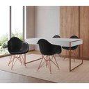 Ver imagem 1 de Mesa Jantar Industrial Filadélfia Branca 137x90cm com 4 Poltronas Eames Eiffel Pretas Base Cobre
