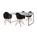 Ver imagem 2 de Mesa Jantar Industrial Filadélfia Branca 137x90cm com 4 Poltronas Eames Eiffel Pretas Base Cobre