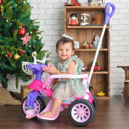 Triciclo Infantil Biemme Super Cross Rosa com Empurrador - 6