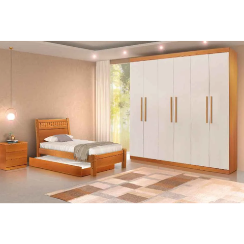 Guarda Roupa 6 Portas Ubatuba - Móveis Valverde - Off White/cinamomo