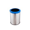 Ver imagem 1 de Lixeira Redonda Inox 30 Litros Com Aro Plástico Reciclável - Azul