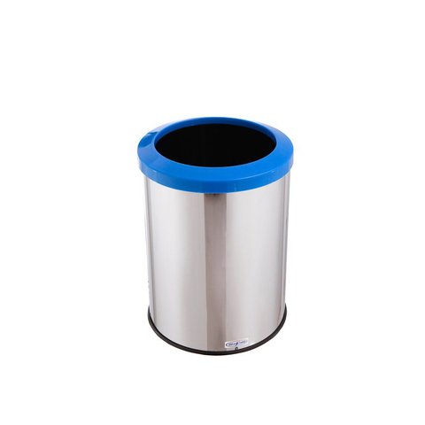 Lixeira Redonda Inox 30 Litros Com Aro Plástico Reciclável - Azul