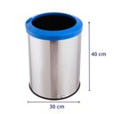 Ver imagem 2 de Lixeira Redonda Inox 30 Litros Com Aro Plástico Reciclável - Azul