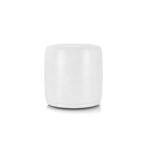 Puff Redondo Orgânico Malu Assento Espuma Couro Sintético Branco D'Rossi