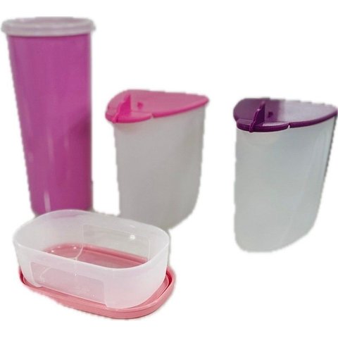Tupperware Kit 4 Peças Dispensers 350ml Copo com Tampa 470ml e Mini Potinho Kit 4 Peças Dispensers 3