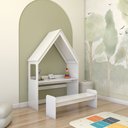 Ver imagem 3 de Mesa Infantil Casinha Montessoriana com Banco 100% Mdf Branco Brilho - Panorama Móveis