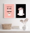 Ver imagem 2 de Kit 2 Quadros Cantinho do Café- Preto e Rosa 24x18cm - com Vidro:madeira Branca