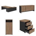 Ver imagem 2 de Conjunto para Escritório 4 Peças com Mesa em L Diretor, Balcão com Gavetas, Gaveteiro e Armário Alto Marrom/Nogal/Preto Artany