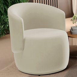 Poltrona Decorativa Aisha Orgânica Suede Bege Claro - Desk Design - 2