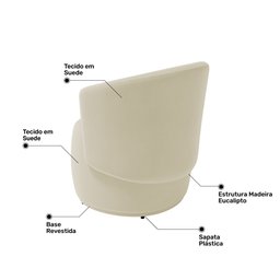 Poltrona Decorativa Aisha Orgânica Suede Bege Claro - Desk Design - 6