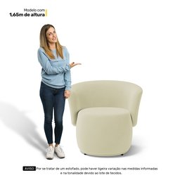 Poltrona Decorativa Aisha Orgânica Suede Bege Claro - Desk Design - 7