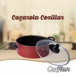 Panela Caçarola Antiaderente para Cozinha Avulsa Teflon C/ Tampa De Vidro Nº 18 Vermelho - 3