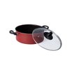 Panela Caçarola Antiaderente para Cozinha Avulsa Teflon C/ Tampa De Vidro Nº 18 Vermelho - 1