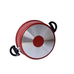 Panela Caçarola Antiaderente para Cozinha Avulsa Teflon C/ Tampa De Vidro Nº 18 Vermelho - 5