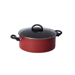 Panela Caçarola Antiaderente para Cozinha Avulsa Teflon C/ Tampa De Vidro Nº 18 Vermelho - 2