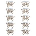 Ver imagem 1 de Kit 10 Conjuntos De Mesa Com 4 Cadeiras De Madeira Dobravel 70X70 Sem Pintura/Crua - Marrom