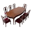 Ver imagem 1 de Mesa de Jantar Clássica Marchetada com 8 Cadeiras Estofadas Vinho a:87 L:220 P:117cm para Sala de Ja