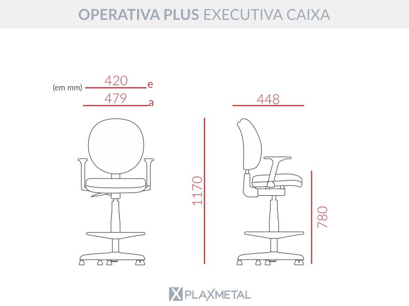 Cadeira Caixa Executiva Operativa Plus Back System com Braço Tecido Preto Plaxmetal - 4