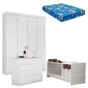 Ver imagem 1 de Quarto de Bebê Helena com Berço Multifuncional Selena com Colchão Phisical Branco Brilho –