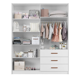 Roupeiro Guarda-roupa Infantil 4 Portas 3 Gavetas Pérola:branco - 3