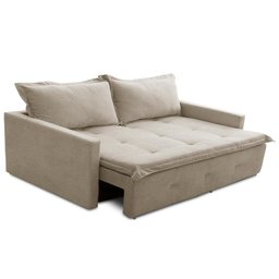 Sofá sem Caixa Retrátil e Reclinável 1,65m com Molas Bianca Boucle Bege Madelina Decor - 6