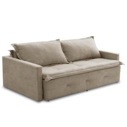 Sofá sem Caixa Retrátil e Reclinável 1,65m com Molas Bianca Boucle Bege Madelina Decor - 5