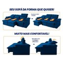 Ver imagem 5 de Sofá Retrátil Reclinável Verona Usb + Porta Copo 2,30m Suede Velut Azul C/ Molas no Assento -