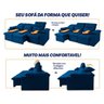 Sofá Retrátil Reclinável Verona Usb + Porta Copo 2,30m Suede Velut Azul C/ Molas no Assento - - 5