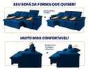 Ver imagem 5 de Sofá Retrátil Reclinável Verona Usb + Porta Copo 2,30m Suede Velut Azul C/ Molas no Assento -