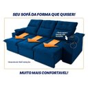 Ver imagem 6 de Sofá Retrátil Reclinável Verona Usb + Porta Copo 2,30m Suede Velut Azul C/ Molas no Assento -