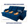 Sofá Retrátil Reclinável Verona Usb + Porta Copo 2,30m Suede Velut Azul C/ Molas no Assento - - 6