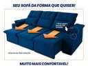 Ver imagem 6 de Sofá Retrátil Reclinável Verona Usb + Porta Copo 2,30m Suede Velut Azul C/ Molas no Assento -