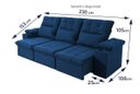 Ver imagem 3 de Sofá Retrátil Reclinável Verona Usb + Porta Copo 2,30m Suede Velut Azul C/ Molas no Assento -