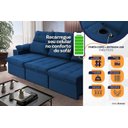 Ver imagem 4 de Sofá Retrátil Reclinável Verona Usb + Porta Copo 2,30m Suede Velut Azul C/ Molas no Assento -