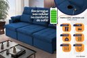 Ver imagem 4 de Sofá Retrátil Reclinável Verona Usb + Porta Copo 2,30m Suede Velut Azul C/ Molas no Assento -