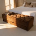 Ver imagem 3 de Puff com Baú e Gaveta 120x50x45cm Cor Marrom (veludo Suede Liso)