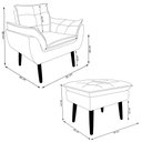 Ver imagem 4 de Conjunto Decorativo Poltrona com Puff Opala Suede Cinza - Montanaris Decor MD MONTANARIS DECOR