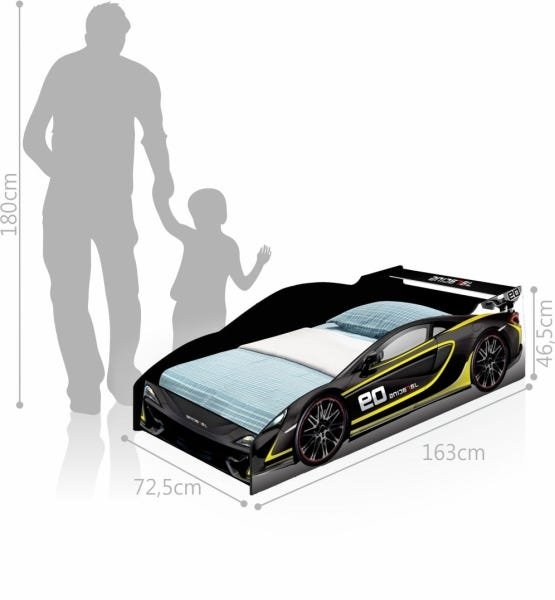 Cama Carro Force 09 infantil preto - J&A Móveis