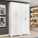Ver imagem 2 de Guarda Roupa Solteiro City 4 Portas e 3 Gavetas Branco - Móveis Henn