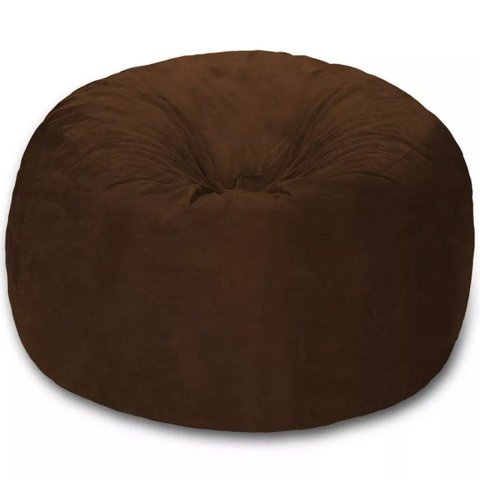 Puff Redondo 80x20 em Suede Marrom com Enchimento