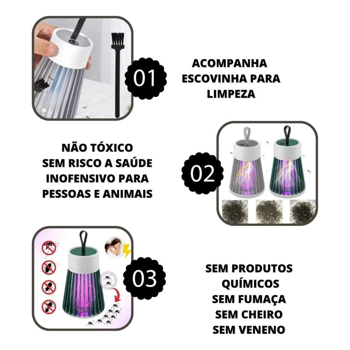 Luminária Led Mosquiteiro sem Radiação Armadilha de Insetos Pernilongos Mosquito Repelente Eletrônic - 6