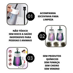 Luminária Led Mosquiteiro sem Radiação Armadilha de Insetos Pernilongos Mosquito Repelente Eletrônic - 6