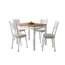 Ver imagem 2 de Conjunto Mesa de Jantar com 4 Cadeiras 151 Malva Tampo Bp 91cm Nature Branco Assento Cedro - Combo S