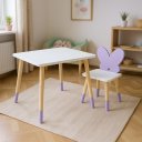 Ver imagem 2 de Mesa e Cadeira Infantil Borboletinha Kit Livro Educativo em Madeira - Lilás